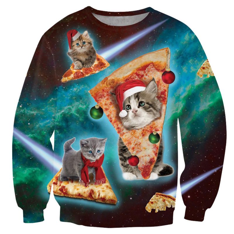 Pizza And Kitty Cats Christmas Sweater