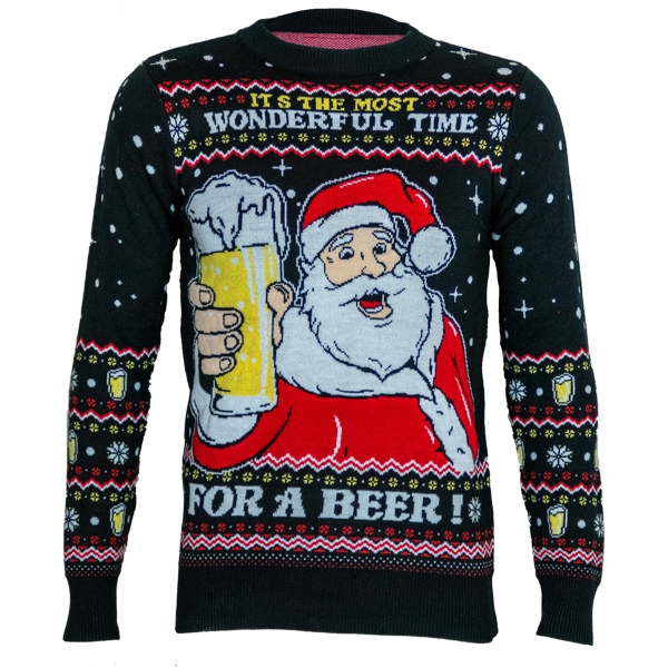 Père Noël avec de la bière - Un moment merveilleux pour un pull de Noël