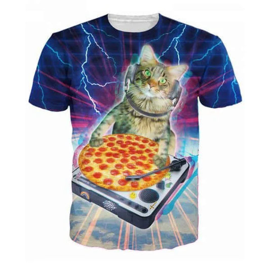 Pizza Turntable DJ Cat Festival Shirt