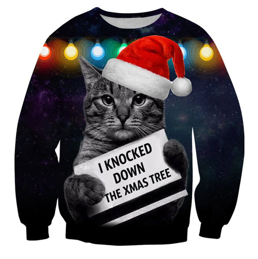 Christmas Cat Knocked Down The Xmas Tree Sweater