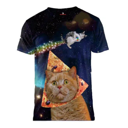 Cat Stuck In Pizza Galaxy Shirt